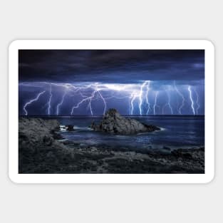 Lightning over Sugarloaf Rock Sticker